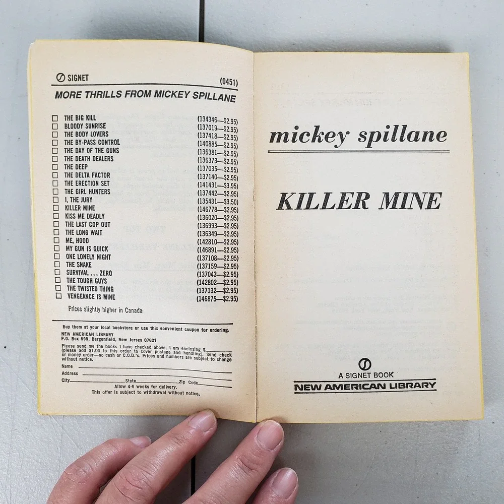 Mickey Spillane Killer Mine Man Alone Vintage Signet Paperback 1968 First Print